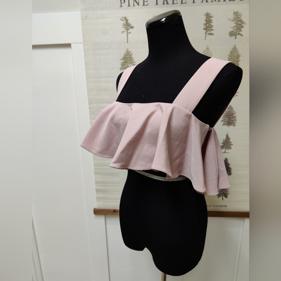 Milly Blush Ruffle Crop Top NWT - 4 - Picture 5 of 11